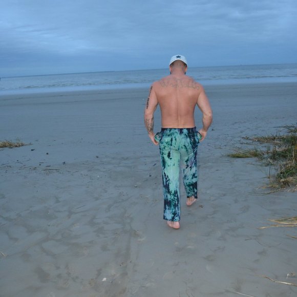 Men's silk Tommy Bahama dress pants navy black green 32 30 med large tie dyed - Picture 7 of 10